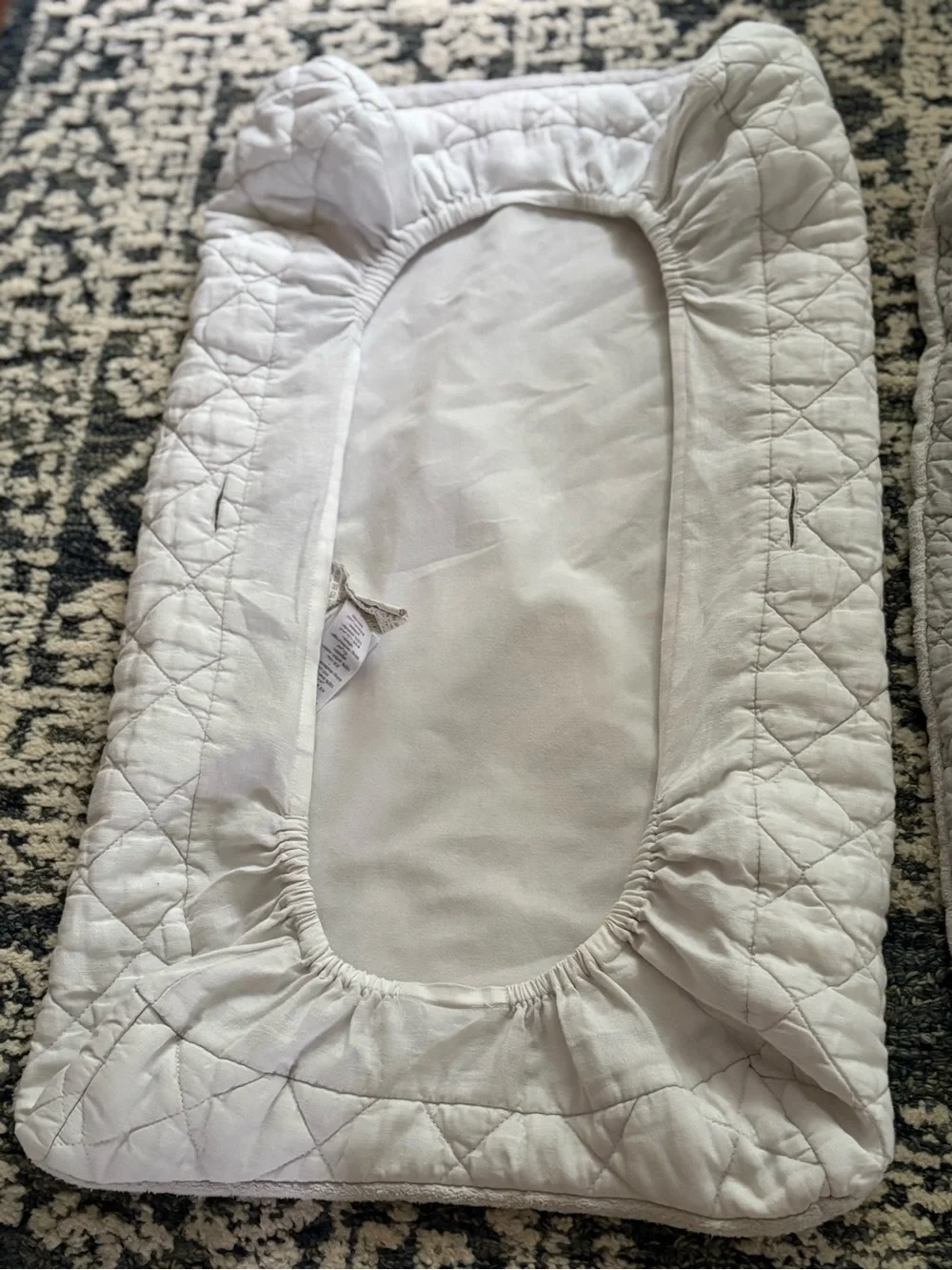 (2) Pottery Barn Kids Fitted Changing Pad Covers White and Gray